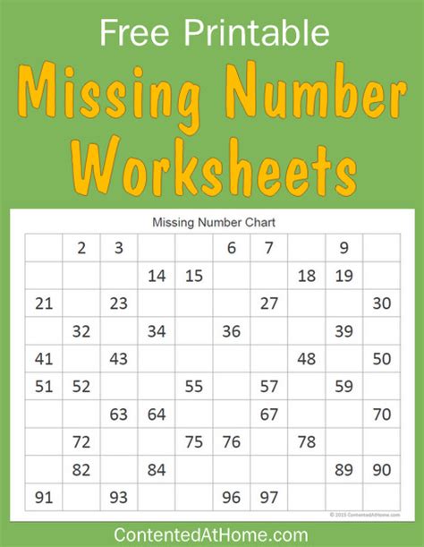 Free Math Printables Missing Number Worksheets