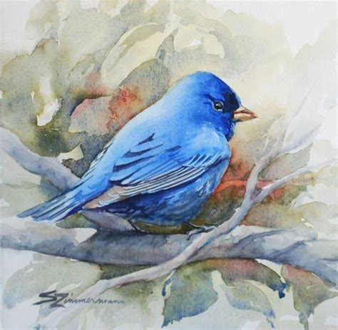 Indigo Bunting Blue Bird Bird Lovers Watercolor Print In 2020 Birds