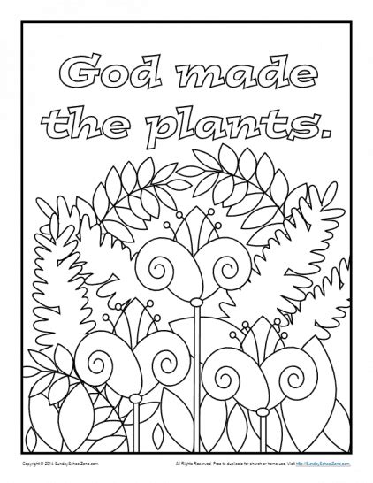 Bible Coloring Pages For Kids God Made The Plants