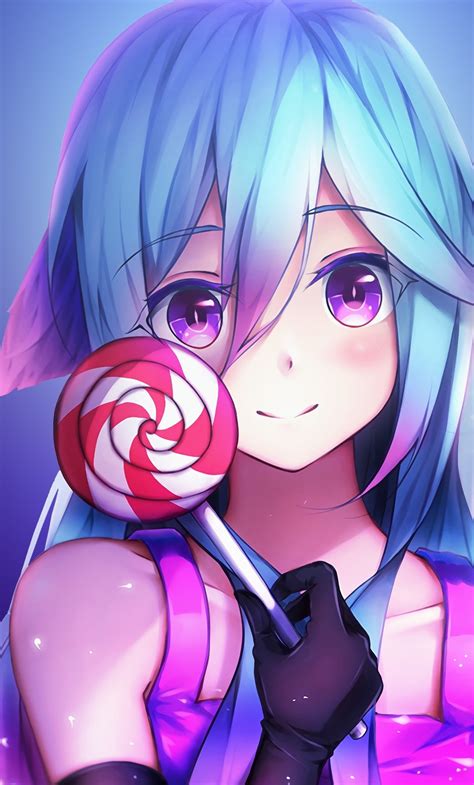 1280x2120 Anime Girl Cute Rainbows And Lolipop Iphone 6
