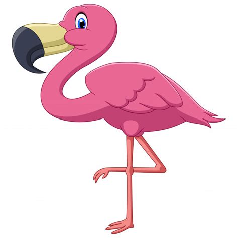 A Cute Pink Flamingo Bird Cartoon Premium Vector