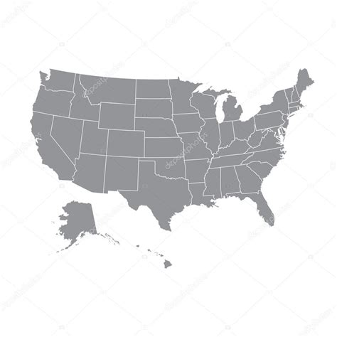 High Detailed Usa Map With Federal States Vector Illustration United