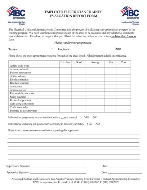 Free 14 Trainee Evaluation Forms In Ms Word Pdf With Training