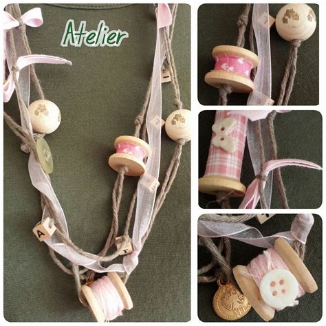Necklace With Ribbon And Wooden Spools Spool Crafts Thread Spools
