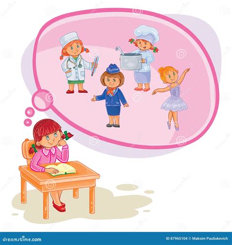 Illustration Of A Little Girl Dreaming Stock Illustration