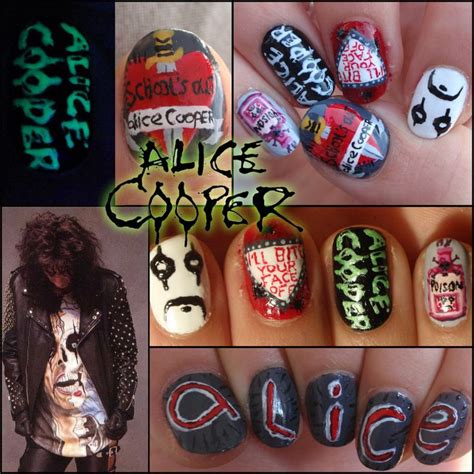 Alice Cooper Nail Art By Ninails On Deviantart Band Nails Nail Art