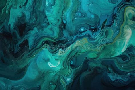 A Stunning Blend Of Blue And Green Paint In An Abstract Artwork Stock