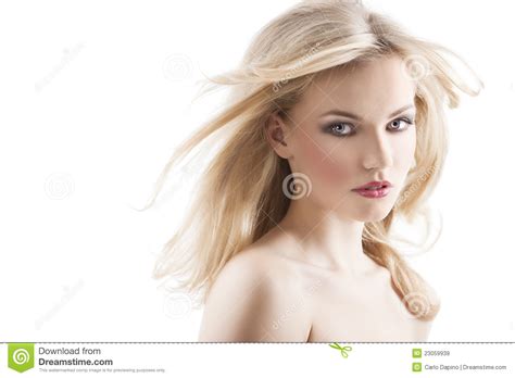 Sensual Pretty Woman With Flying Hair She Is Turn Stock Image Image