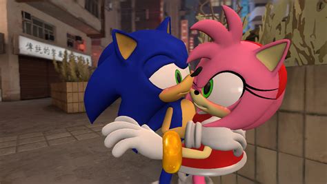 Just Giving You A Little Kiss Sonic And Amy Sonic Sonic Art