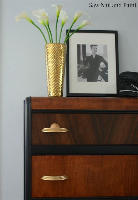 Get the best deals on gold dressers & chests of drawers. Vintage Waterfall Dresser in Lamp Black and Candlelite ...