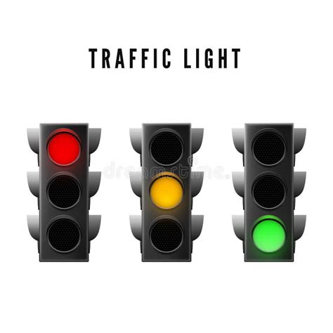 Realistic Traffic Light Red Yellow And Green Traffic Signal Stock