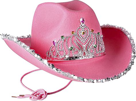 Proloso Pink Cowboy Hat With Crown Blinking Felt Cowgirl