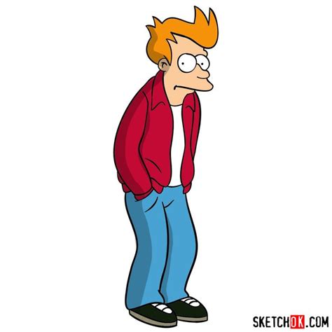 How To Draw Philip J Fry Step By Step Sketchok Easy Drawing Guides