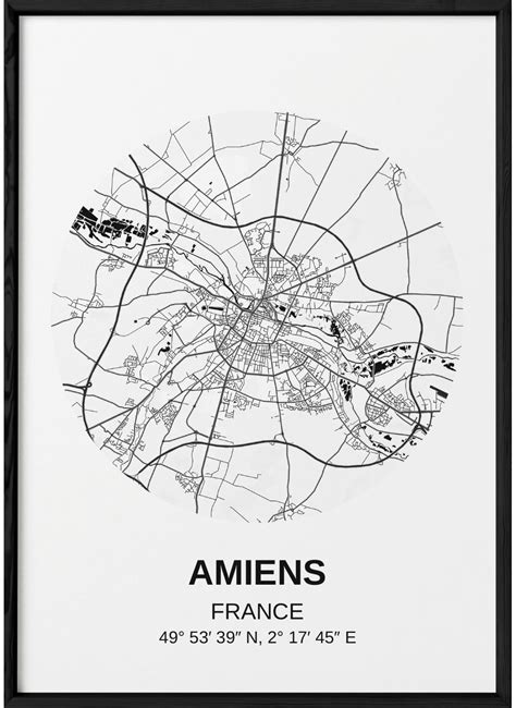 Affiche Carte De Ville De France Amiens Lafficherie Ville France