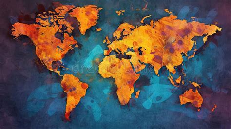 World Map Digital Art Background Generative Ai Stock Illustration