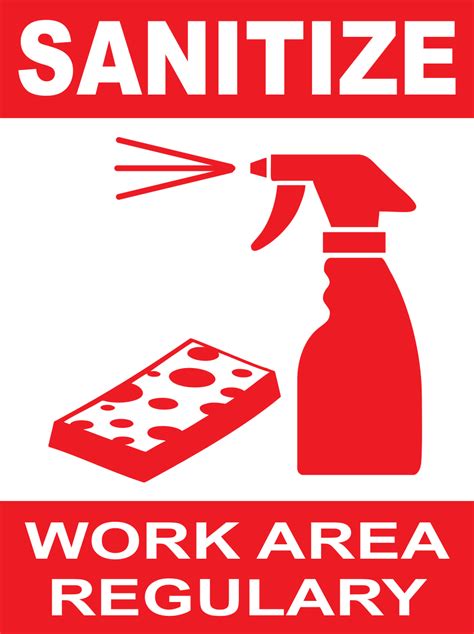 Sanitize Work Area Sign Working Area Wash Sign Sanitizer
