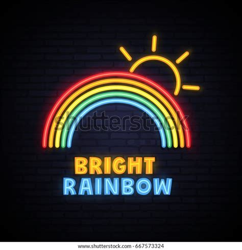 Bright Rainbow Neon Bright Sign Logo Stock Vector Royalty Free