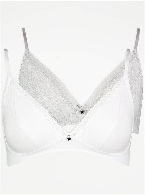 Non Padded Non Wired First Bra 2 Pack Lingerie George At Asda