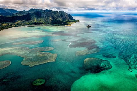 Wallpaper Nature Hawaii Landscape Mountains Clouds Water Aerial