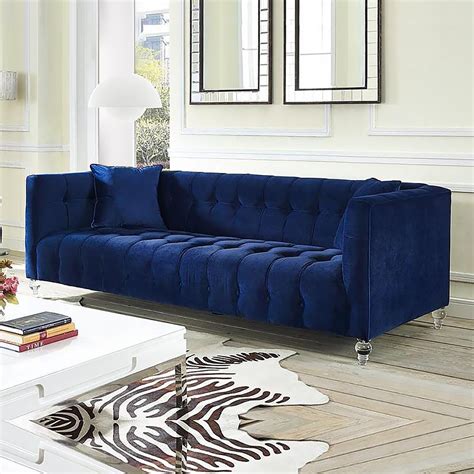 Navy Velvet Sofa Navy Sofa Velvet Tufted Sofa Upholstered Sofa Sofa