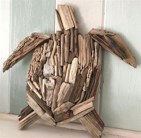 Driftwood Sea Turtle Made To Order Upcycled Beach Decor Etsy