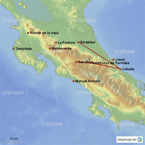 Stepmap Costa Rica Sarapiqui 2016 Landkarte Für Südamerika