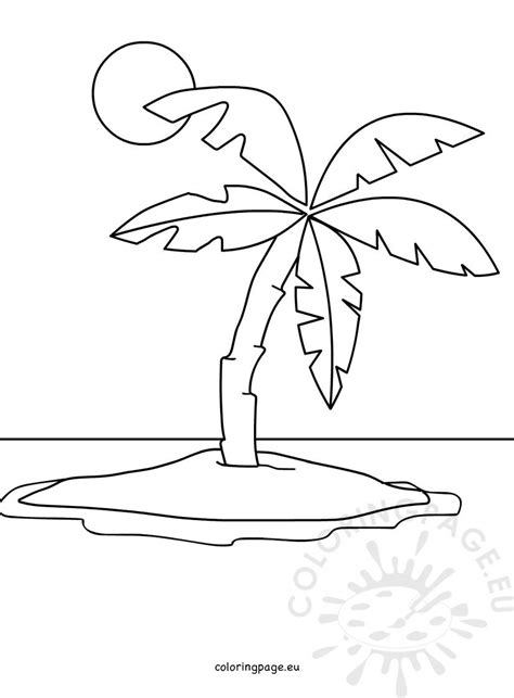The black and white photograph is printed on heavyweight matte archival fine art paper with inks that last for more than a lifetime. Palm tree on the island image - Coloring Page