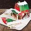North Pole Barn Pop Up Christmas Card Ornament For Businesses