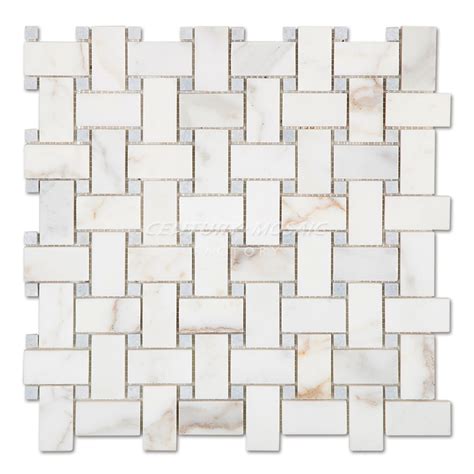 Calacatta Gold Marble Basketweave Mosaic Tile Collection