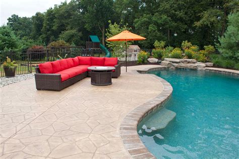 Stamped Concrete Pool Surround Backyard Patio Designs Backyard Pool
