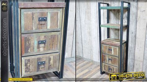 Les meubles style industriel transforment votre intérieur en atelier branché. Meuble étagère bibliothèque vertical avec caisson 3 ...