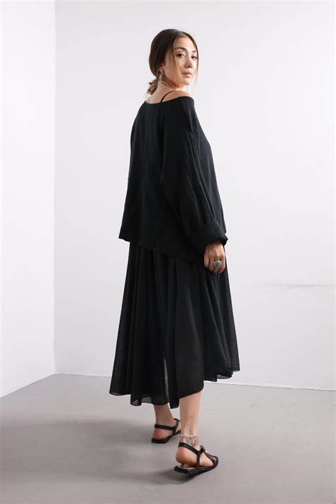 Siyah Askılı Bluz Detaylı Elbise Şaman Butik Bohem Giyim Ve