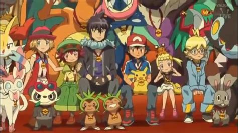 Ash And His Kalos Friends Take A Photo Together Anime Pokemon Kalos Pokemon
