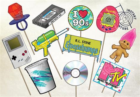 I Love The 90s Photobooth Prop Set Relive The 90s With These Props Inspired By The Decade Of