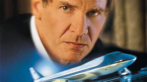 In this movie, it has president james marshall ( harrison ford ) is trapped onboard his presidential plane. F This Movie!: AIR FORCE ONE 20 Years Later