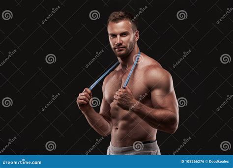 Muscular Man With Measurement Tape Stock Photo Image Of Human Muscle