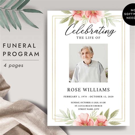 Funeral Program Template Free Funeral Flower Arrangements Funeral