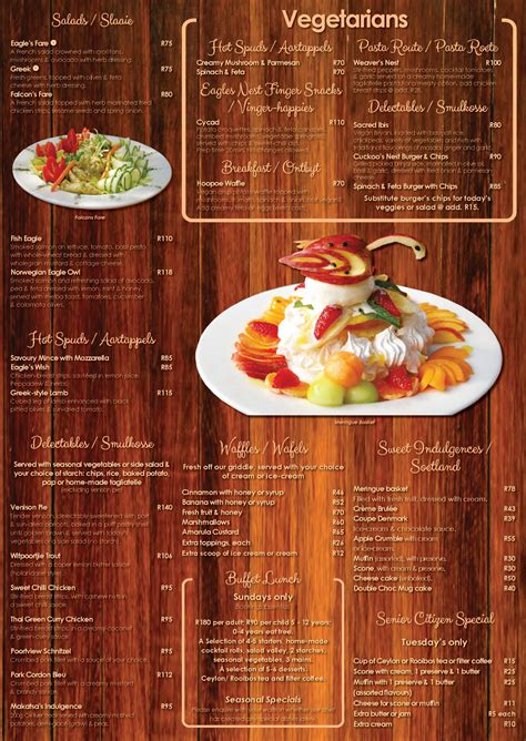 A La Carté Menu Menus Poortview Roodepoort Gauteng