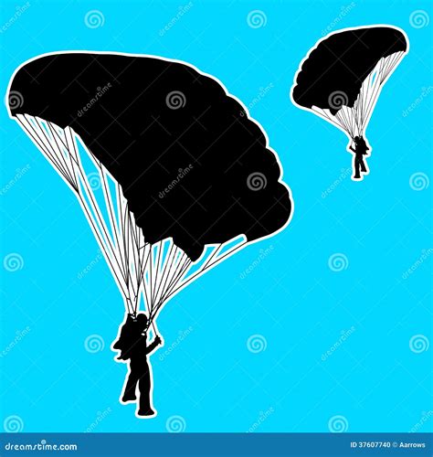 Parachutiste Vecteur De Parachutage De Silhouettes Illustration De