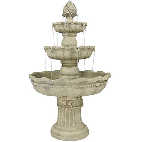 Sunnydaze 3 Tier Outdoor Water Fountain With Pineapple Top Large