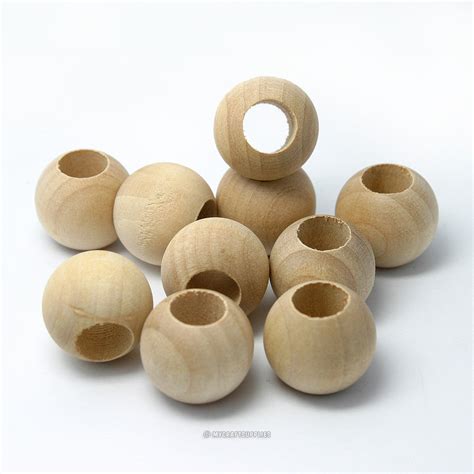 Natural Wood Round Beads 20mm 34 Inch With Extra Wide Hole My