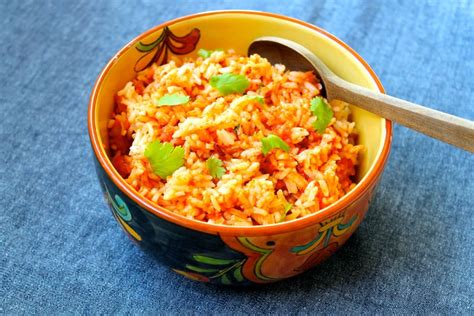 This red Mexican rice or arroz a la mexicana is made with ...