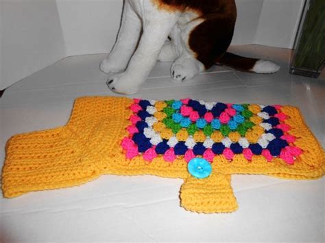 Crochet Granny Square Dog Sweater Easy To Put On Hand Made