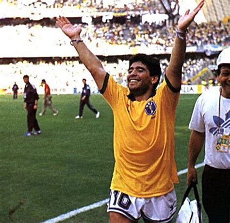Diego Maradona In Brazils Shirt After Knocking Marca English