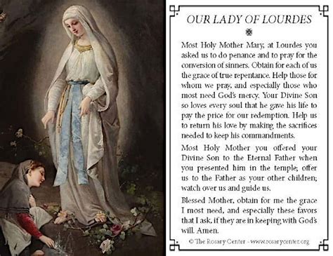 Lourdessacred Spring Our Lady Of Lourdes Prayer Holy Card X25