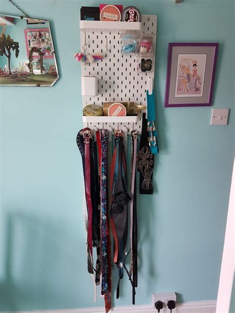 With just a few sample pots, some white paint tape, this plain pine unit can add a splash a color to any child's room. Ikea peg board for accessory storage | Accessories storage ...