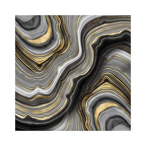 Metallic Marble Abstract Wallpaper Gray Gold Satin 33l X 197w