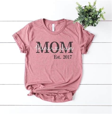 Personalized Mom Shirt Mom Est With Personalized Names And Etsy Mom