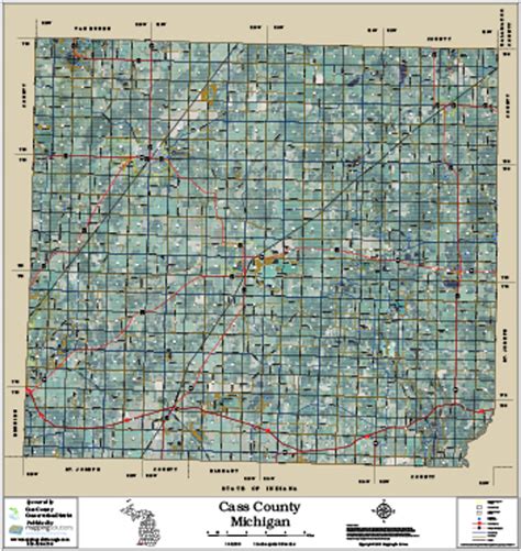 Cass County Michigan 2016 Aerial Wall Map Cass County Parcel Map 2015 Cass County Plat Map