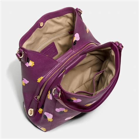 Lyst Coach Edie Shoulder Bag 31 In Floral Print Leather In Purple